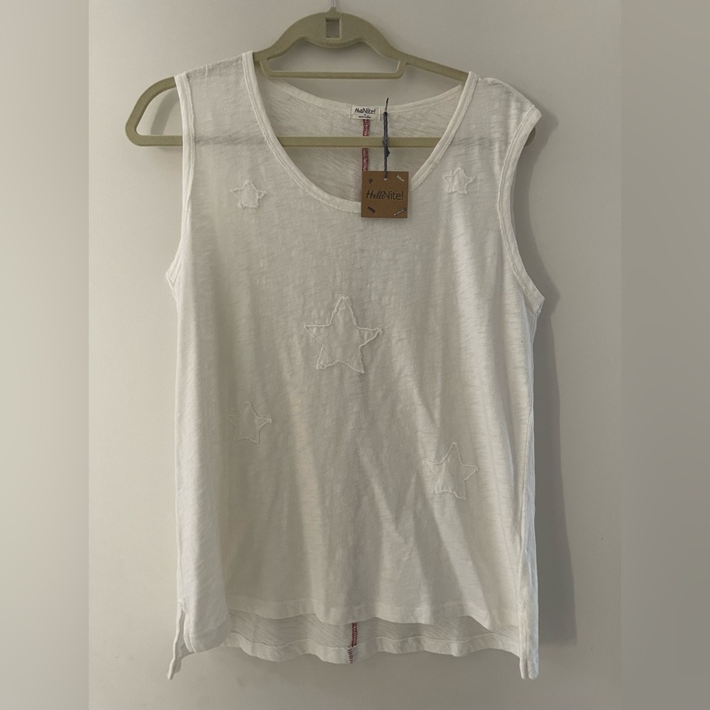 NWT Hello Nite Star Burnout tank top size Medium M white